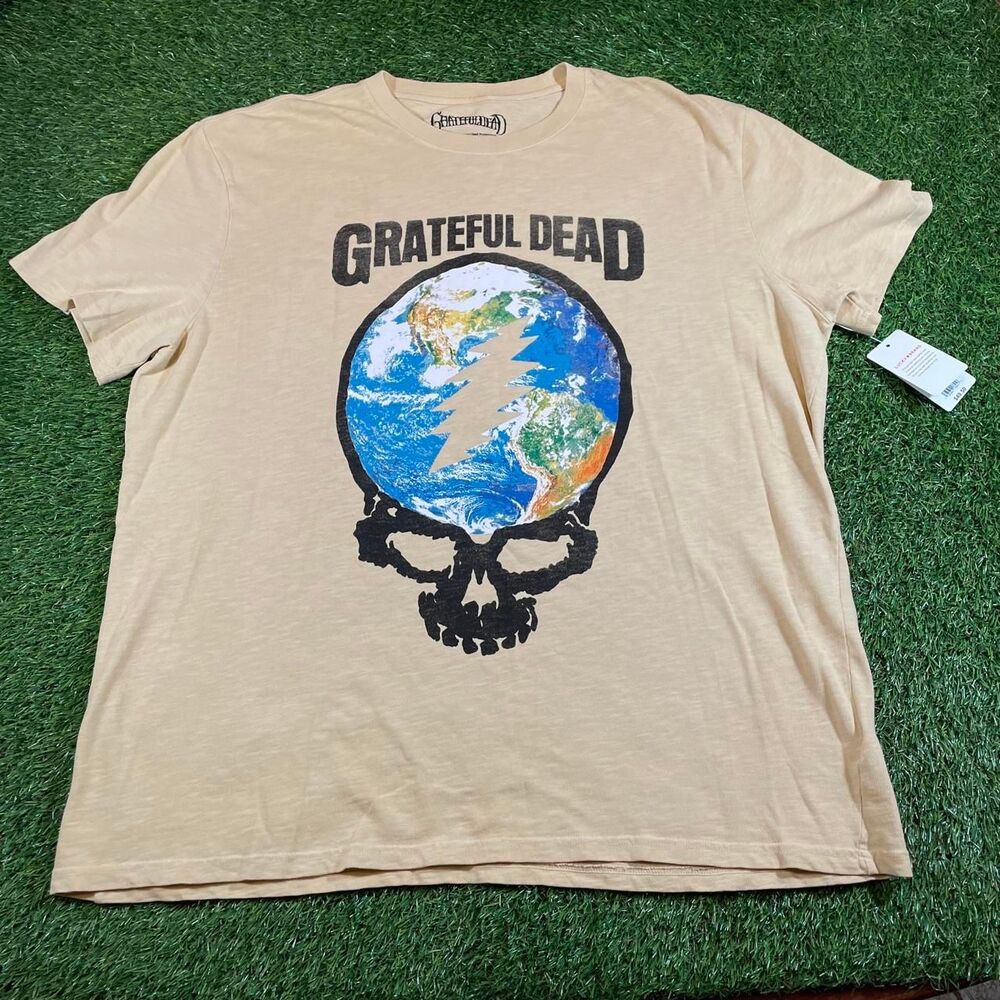 Lucky Brand Grateful Dead Earth Skull Tan Graphic Tee Size XXL
